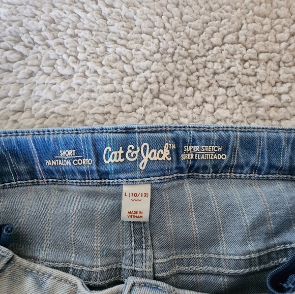 Cat & Jack light wash super stretch shorts with stripes size L button/snap fly - Picture 4 of 9